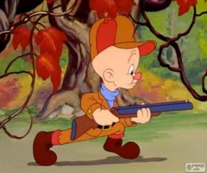 Puzzle de Elmer Fudd le chasseur qui tente de traquer Bugs Bunny